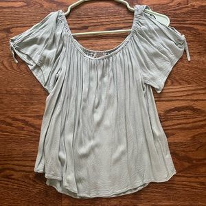 Forever 21 Short Sleeve Light Blue Green Blouse